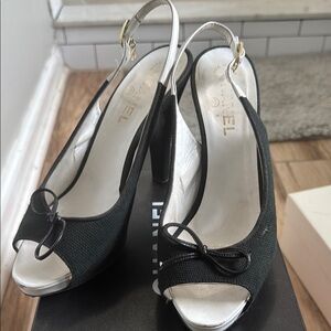 CHANEL Black and White Heels